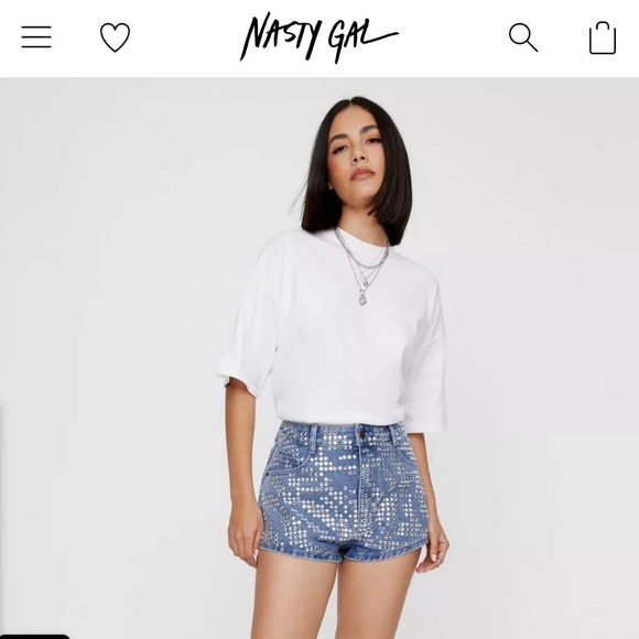 Nasty Gal Zebra Hotfix Denim Short - Picture 3 of 9